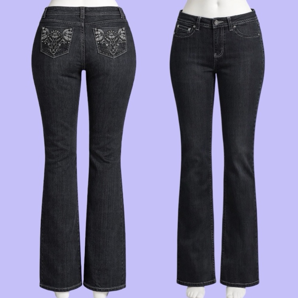 Early 2000s Y2K  Black Embellished Grunge Jeans